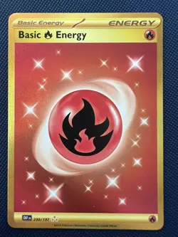 Basic Fire Energy 230/197 Sv03: Obsidian Flames Holo Pokemon Card NM - Image 1