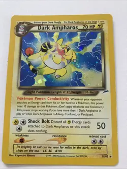 Pokemon Dark Ampharos TCG 1/105 Neo Destiny Holo Rare Unlimited LP/NM Condition - Image 1