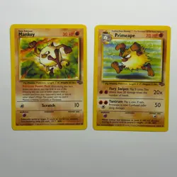 Pokemon TCG Mankey Primeape 2-Card Evolution Lot WOTC Vintage 1999 - Image 1