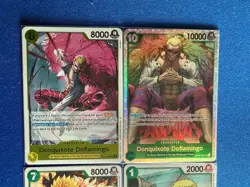 Donquixote Doflamingo One Piece TCG 4-card lot OP04 Super Rare+OP12 Rare++++ PWE - Image 3