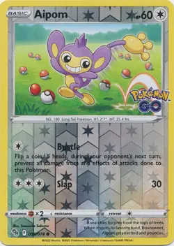 Reverse Holo Aipom 056/078 Common Pokemon GO Pokemon TCG - Image 1