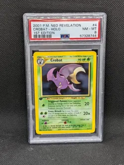 CROBAT 4/64 1st Edition Neo Revelation Holo Rare Pokemon Card PSA 8 NM-MT - Image 1