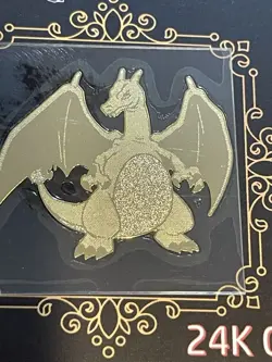 Pokemon Charizard 24k Gold Plated Metal Sticker Korean Striking RARE Free Ship - Image 1
