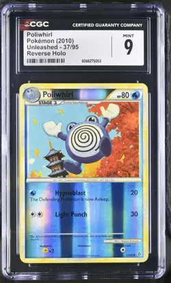 CGC 9 MINT Poliwhirl 2010 Unleashed 37/95 Reverse Holo Pokemon Card - Image 1