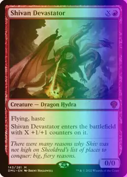 MTG Shivan Devastator (143p/160) Dominaria United Promos NM FOIL - Image 1