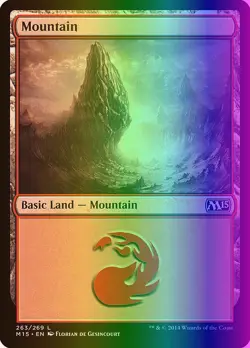 MTG Magic the Gathering Mountain (263/298) Magic 2015 LP FOIL - Image 1