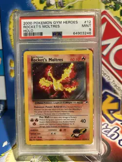 Pokemon Rocket's Moltres Gym Heroes Unlimited Holo Rare #12 PSA 9 Mint - Image 1