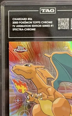 2000 TOPPS CHROME POKEMON T.V. SPECTRA #6 CHARIZARD TAG 8.5 NM-MT+ - Image 2