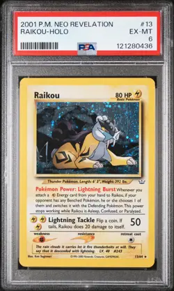 2001 Pokemon Neo Revelation Raikou #13/64 Holo PSA 6 - Image 1