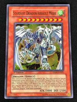 YUGIOH STARDUST DRAGON/ASSAULT MODE DP09-EN001 1ST SUPER (NM) - Image 1