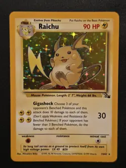 Pokemon TCG Raichu Fossil Holo Rare Card 14/62 Unlimited - Image 1