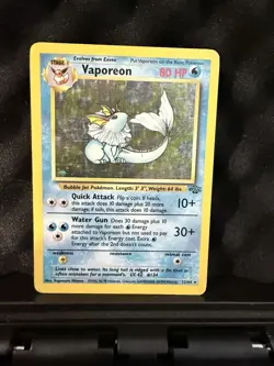 Pokemon TCG Vaporeon Holo Rare Card 12/64 Jungle Set Vintage WOTC - Image 1