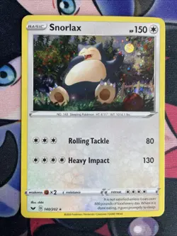 Snorlax Cosmos Holo Sword Shield 140/202 Promo Pokemon Card NM Fart Swirl - Image 1