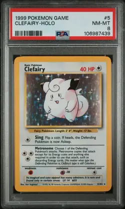 Clefairy Holo - 5/102 - Base Set Vintage WOTC Pokemon Card - PSA 8 [A] - Image 1