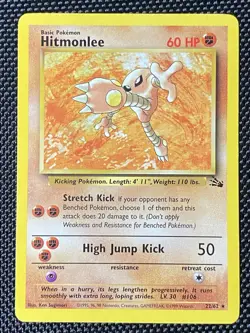 Hitmonlee 22/62 - 1999 Fossil Set Pokemon Card - Non Holo - NM - Image 1