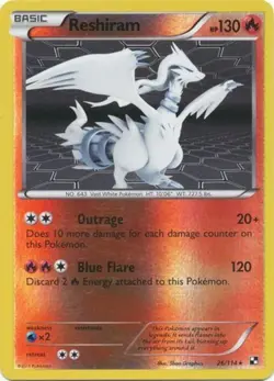 Reshiram - 26/114 - Holo Rare - Reverse Holo PL/MP, English Pokemon Black and Wh - Image 1