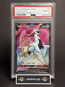 2022 Pokemon Sword & Shield Brilliant Stars Fa Arceus V #165 PSA 10 - Image 1