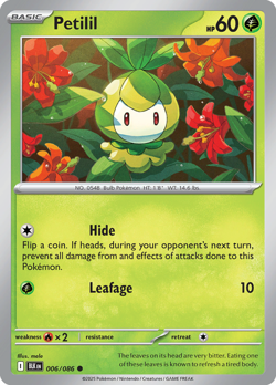 4x NM-Mint Petilil - 006/086 - Common Pokemon Black Bolt - Image 1