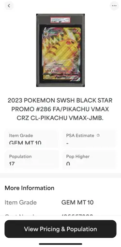 Pokemon Crown Zenith Black Star Promo PIKACHU VMAX #286 JUMBO PSA 10 - POP 17 - Image 3