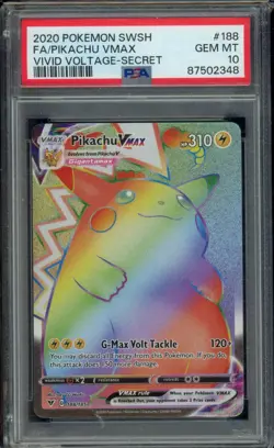 2020 POKEMON SWORD & SHIELD VIVID VOLTAGE SECRET FULL ART/PIKACHU VMAX PSA 10 - Image 1