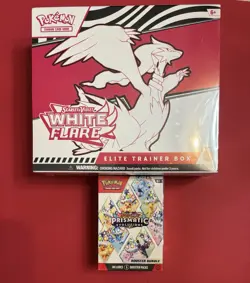 Pokemon White Flare Elite Trainer Box & Prismatic Evolutions Booster Bundle NIB - Image 1