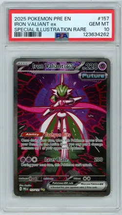 2025 Pokemon Prismatic Evolutions Iron Valiant Ex #157 SIR GEM Mint PSA 10 - Image 1