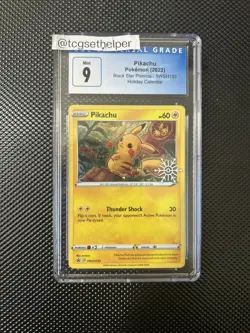 Pokemon TCG Pikachu SWSH153 Holiday Advent Calendar Festive Stamped Promo CGC 9 - Image 1