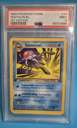 1999 Pokemon Fossil 44/62 Tentacruel 1st Edition PSA 9 MINT - Image 1