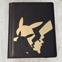 Pokemon TCG | Ultra PRO Pikachu 9-Pocket Premium Binder | Black Gold 360 Cards - Image 1