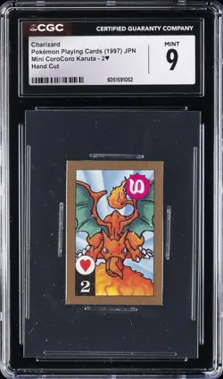 1997 POKEMON PLAYING CARDS JPN MINI COROCORO KARUTA - HAND CUT CHARIZARD CGC 9 - Image 1