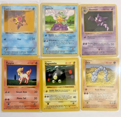 6 lot Pokemon shadowless base cards haunter squirtle ponyta onyx LP-MP - Image 1
