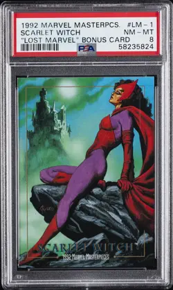 1992 MARVEL MASTERPIECES LOST MARVEL BONUS CARD #LM-1 SCARLET WITCH PSA 8 - Image 1