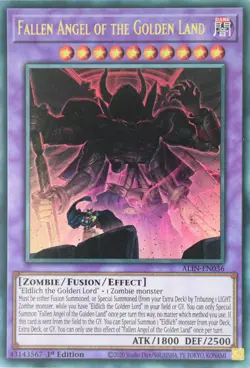 YuGiOh Fallen Angel of the Golden Land ALIN-EN036 Ultra Rare 1st Edition - Image 1