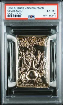 1999 BURGER KING POKEMON GOLD CARDS CHARIZARD PSA 6 - Image 1