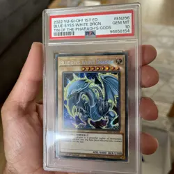 PSA 10 Yugioh Blue-Eyes White Dragon MP22-EN266 Prismatic Secret Rare - Image 1