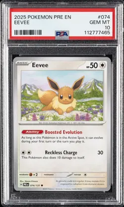 2025 POKEMON PRE EN-PRISMATIC EVOLUTIONS #074 EEVEE PSA 10 - Image 1