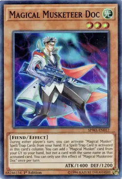 Yugioh! LP Magical Musketeer Doc - SPWA-EN017 - Super Rare 1st Edition Holofoil - Image 1