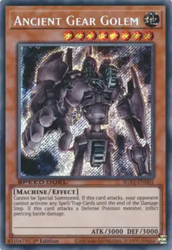 Yugioh! LP Ancient Gear Golem - SGX1-END01 - Secret Rare - 1st Edition Lightly P - Image 1