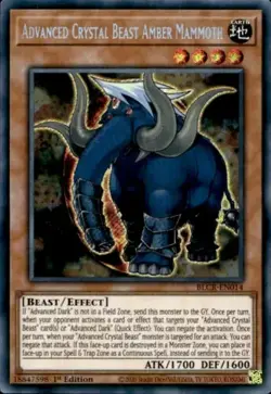 Yugioh Advanced Crystal Beast Amber Mammoth BLCR-EN014 Secret Rare 1st Edition - Image 1