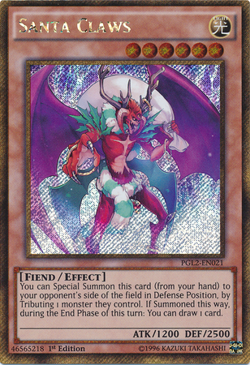 Santa Claws [PGL2-EN021] Gold Secret Rare Lightly Played 1st Edition - Yugioh si - Image 1