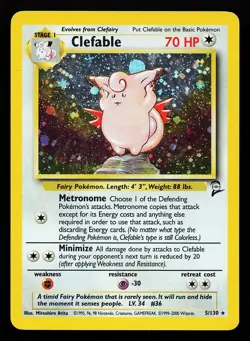 Clefable 5/130 Holo Rare Base Set 2 Pokemon Card - Image 1