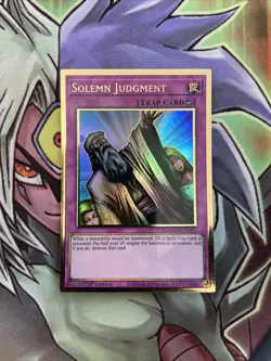 MAGO-EN051 Solemn Judgment Premium Gold 1st Edition NM Yugioh Card - Image 1