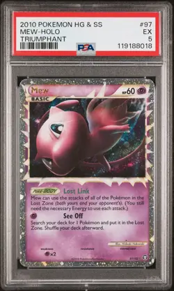 2010 POKEMON HEARTGOLD & SOULSILVER TRIUMPHANT #97 MEW-HOLO PSA 5 - Image 1