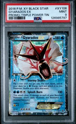 2016 POKEMON XY BLACK STAR PROMO TRIPLE POWER TIN #XY106 GYARADOS EX PSA 9 - Image 1