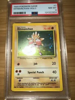 1999 Pokemon Game Base Set Hitmonchan #7 English Holo Rare 7/102 - PSA 8 NM-MT - Image 1