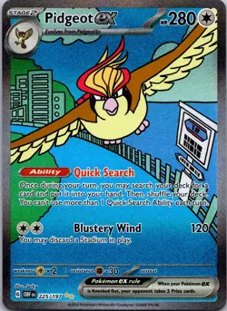 Pidgeot EX 225/197 Obsidian Flames Pokemon Card TCG NM - Image 1
