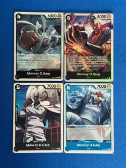 Monkey.D.Garp One Piece TCG 4-card lot OP11 Super Rare+EB02 Rare+more - PWE - Image 1