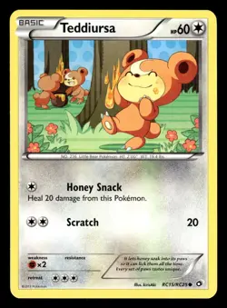 Teddiursa RC15/RC25 Radiant Collection BW Legendary Treasures Pokemon Card - 2 - Image 1