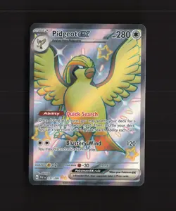 Pidgeot ex 221/091 SV Paldean Fates Full Art Shiny Rare Holo Pokemon Card NM - Image 1