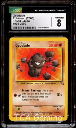 CGC 8 NM-MINT Geodude 47/62 1999-2000 (RED LOGO) Pokemon Card 205 - Image 1